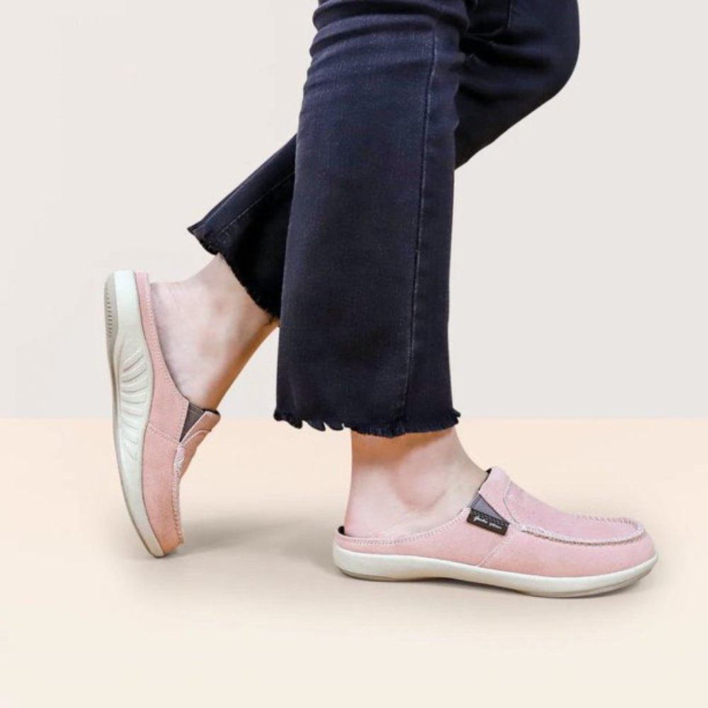 GeckoMan Women's Suede Arch Support Slippers -Pink-lll